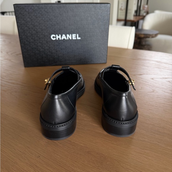 Chanel 25k Black Moccasins Mary Jane Loafers